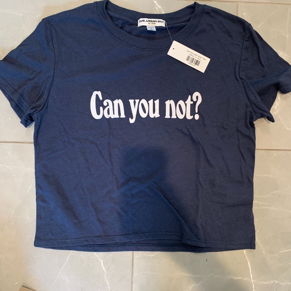 Cropped T-shirt womens small. Funny   "Can you not?" graphic